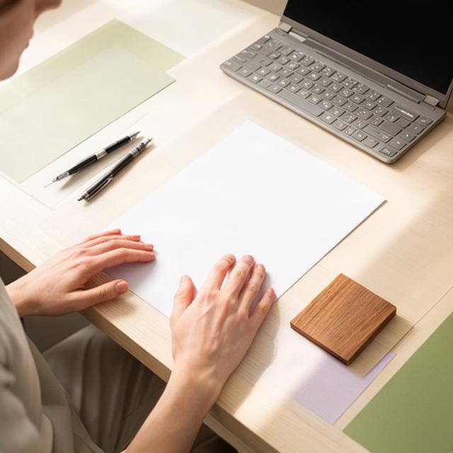 Persona che compila una richiesta di contatto su una scrivania luminosa